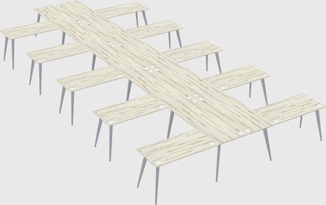 Shared l-shaped office desk system