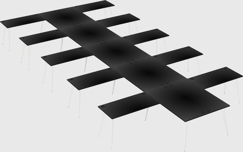 Shared l-shaped office desk system