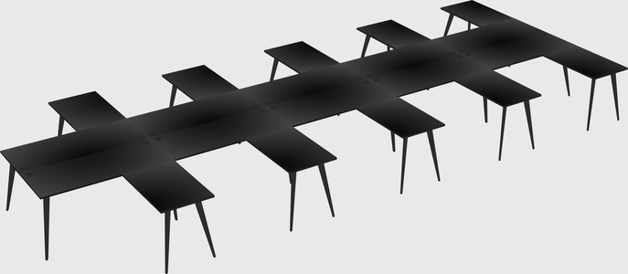 Shared l-shaped office desk system
