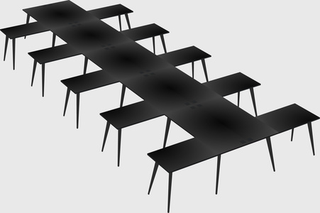 Shared l-shaped office desk system