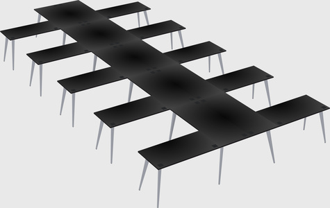 Shared l-shaped office desk system
