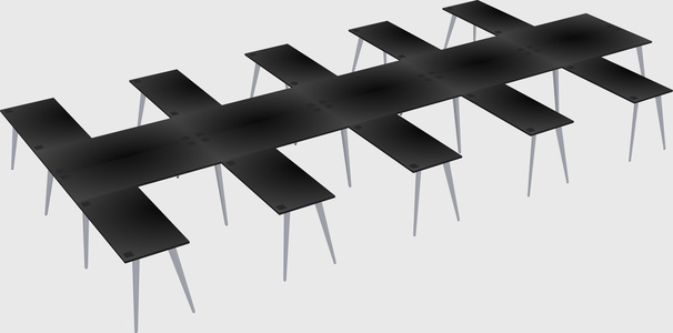Shared l-shaped office desk system