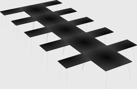 Shared l-shaped office desk system