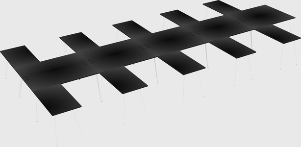 Shared l-shaped office desk system