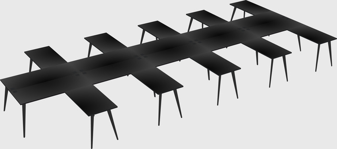 Shared l-shaped office desk system
