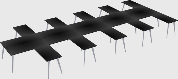 Shared l-shaped office desk system