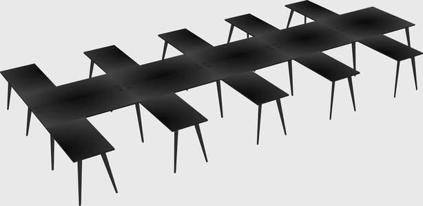 Shared l-shaped office desk system