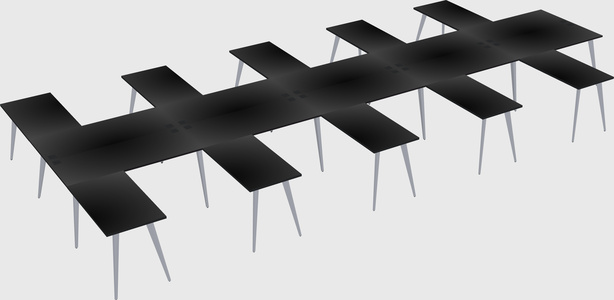 Shared l-shaped office desk system