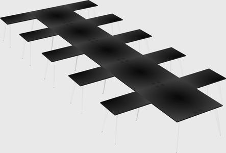 Shared l-shaped office desk system