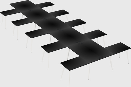 Shared l-shaped office desk system