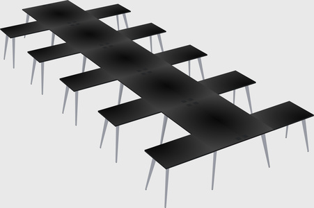 Shared l-shaped office desk system