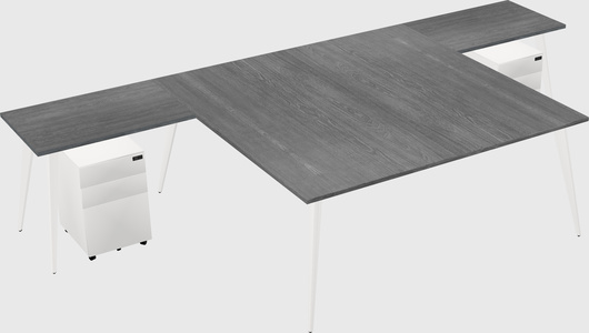 Shared l-shaped office desk system