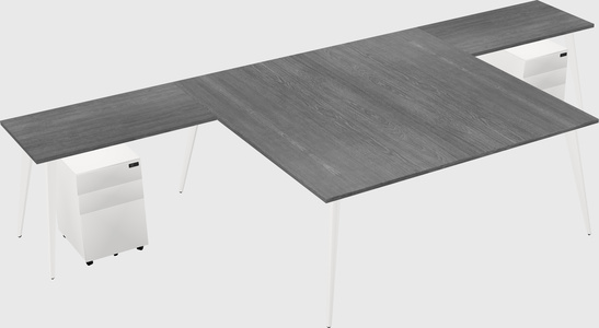 Shared l-shaped office desk system