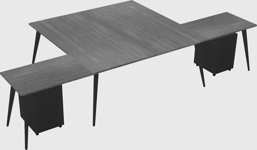 Shared l-shaped office desk system