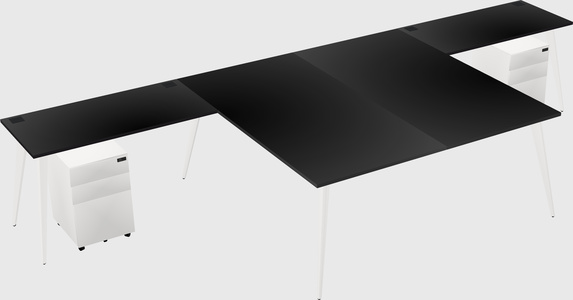 Shared l-shaped office desk system