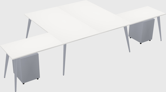Shared l-shaped office desk system