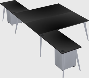 Shared l-shaped office desk system
