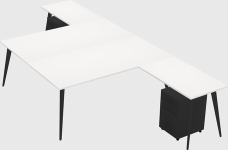 Shared l-shaped office desk system