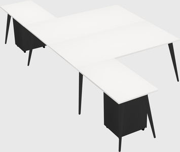 Shared l-shaped office desk system