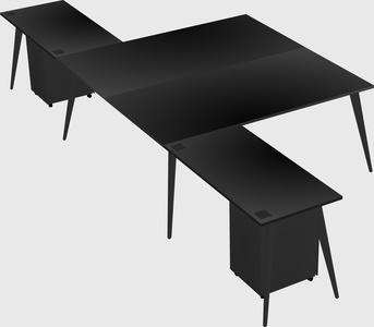 Shared l-shaped office desk system