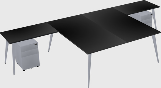 Shared l-shaped office desk system