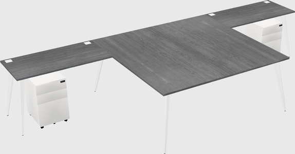 Shared l-shaped office desk system