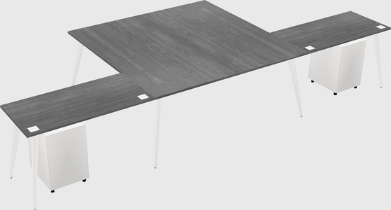 Shared l-shaped office desk system