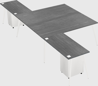 Shared l-shaped office desk system