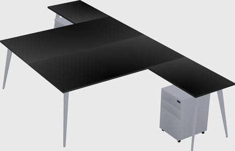 Shared l-shaped office desk system