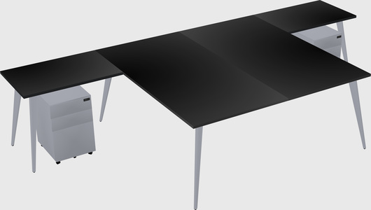 Shared l-shaped office desk system