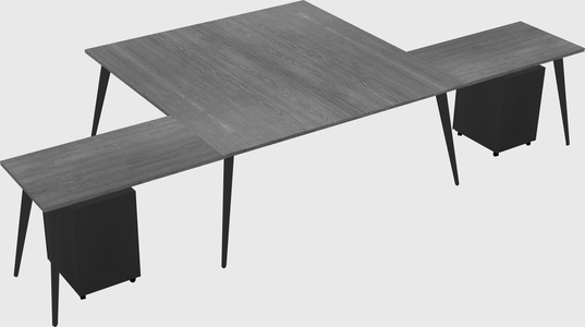 Shared l-shaped office desk system