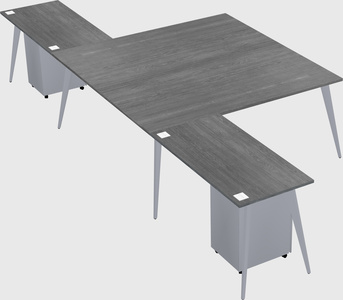 Shared l-shaped office desk system
