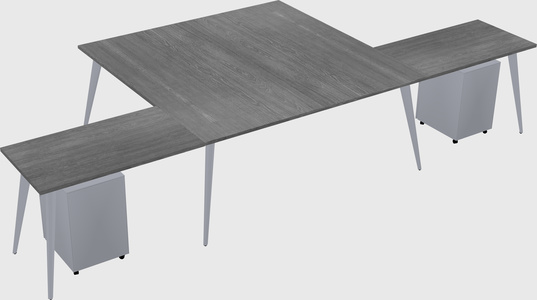 Shared l-shaped office desk system