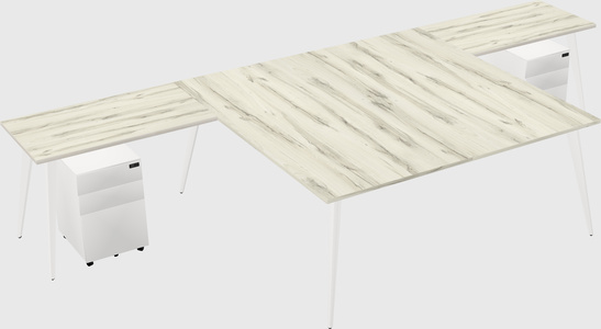 Shared l-shaped office desk system