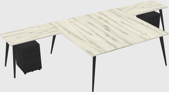 Shared l-shaped office desk system