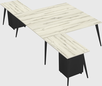 Shared l-shaped office desk system