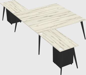 Shared l-shaped office desk system
