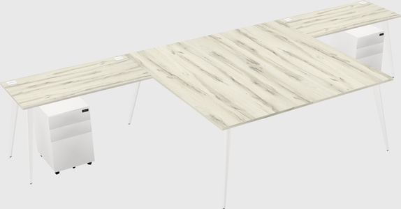 Shared l-shaped office desk system
