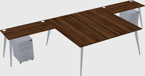 Shared l-shaped office desk system