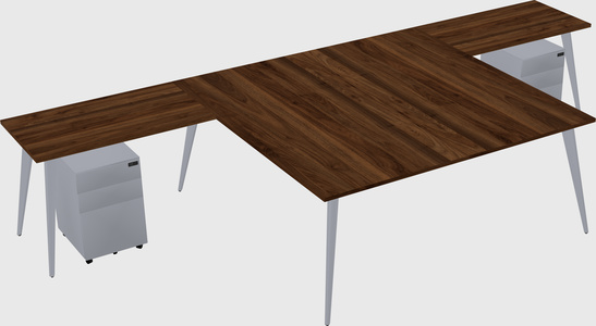 Shared l-shaped office desk system