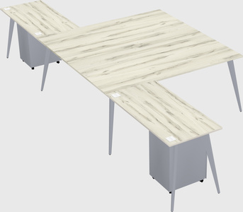 Shared l-shaped office desk system