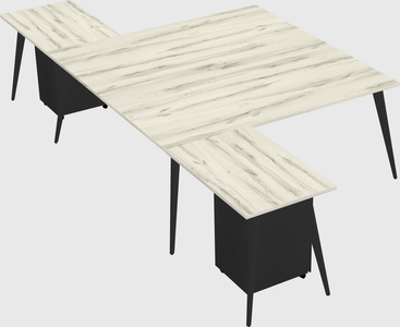 Shared l-shaped office desk system