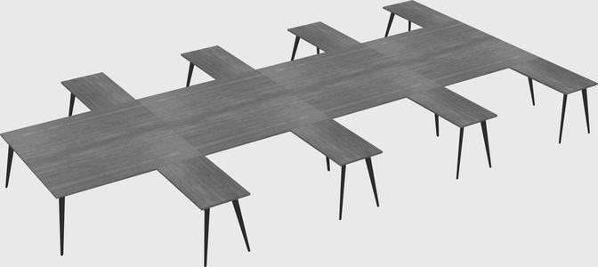 Shared l-shaped office desk system