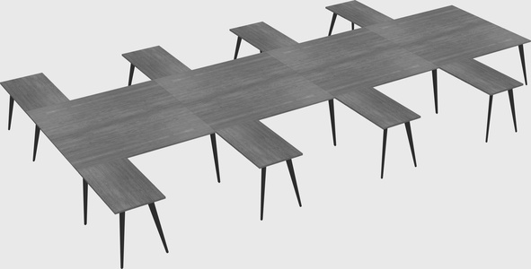 Shared l-shaped office desk system