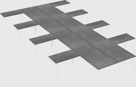 Shared l-shaped office desk system