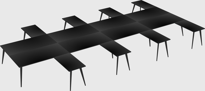 Shared l-shaped office desk system