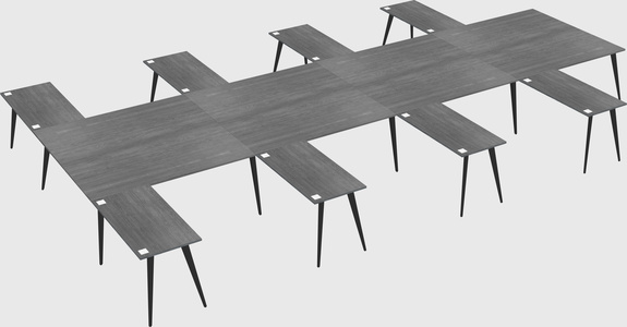 Shared l-shaped office desk system