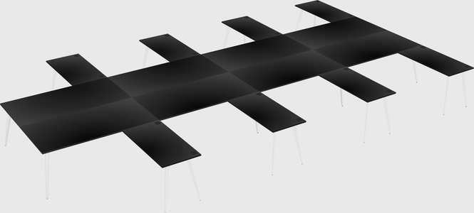 Shared l-shaped office desk system