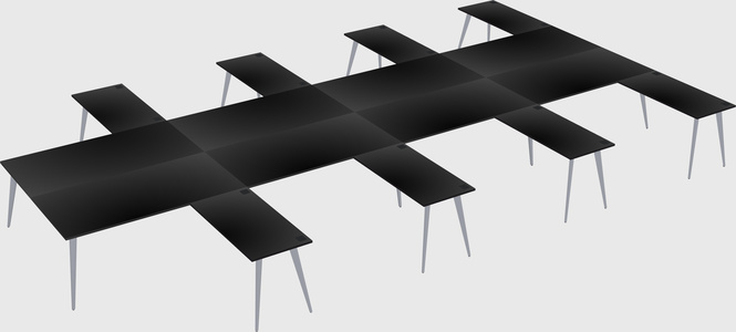 Shared l-shaped office desk system