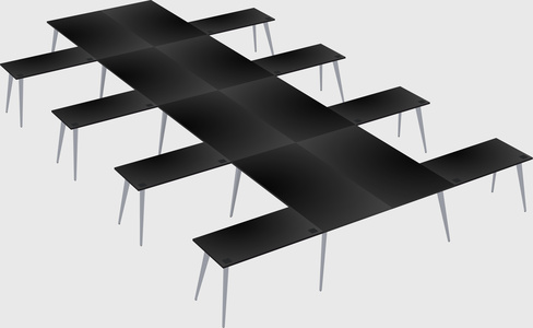 Shared l-shaped office desk system